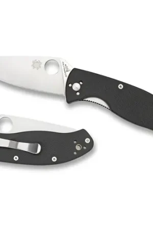 Best Price | SPYDERCO Tenacious Folding Knife 3.375" Plain Blade + Black G10 Handles
