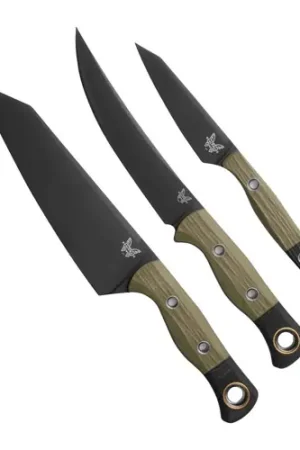 BENCHMADE 3pc Travel Set OD Green/Black G-10 - Just Added