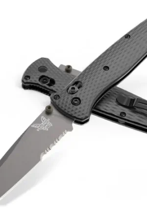 BENCHMADE 537SGY-03 Bailout AXIS Folding Knife 3.38" Tanto Combo Blade - Black Aluminum Handles | Top Pick