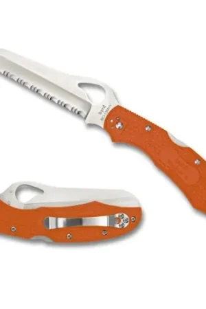 While Supplies Last | SPYDERCO Cara Cara 2 Rescue Lightweight Orange Serr Edge