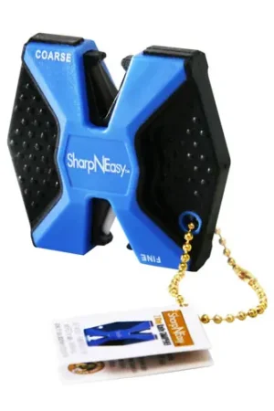 ACCUSHARP Sharp-N-Easy 2-Step Sharpener Hand Held Black/Blue - High Quality