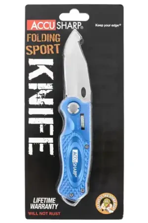 ACCUSHARP Sport 3 Folding Plain Stainless Steel Blade Blue - Just Added
