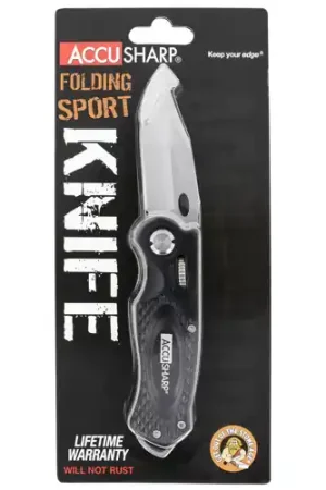 ACCUSHARP Sport 3 Folding Plain Stainless Steel Blade Black - Best Seller