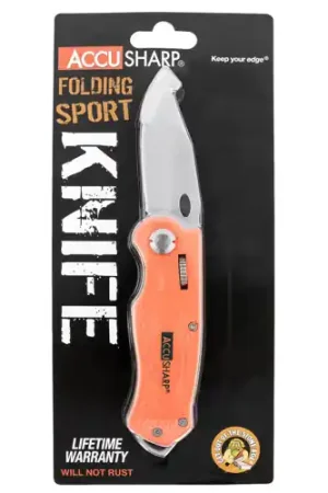 ACCUSHARP Sport 3 Folding Plain SS Blade Blaze Orange | Just In