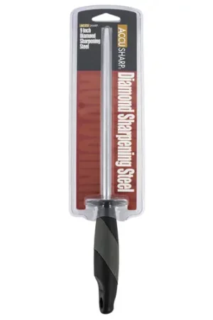ACCUSHARP Sharpening Steel 9 Diamond Steel Black Overmolded | Special Price