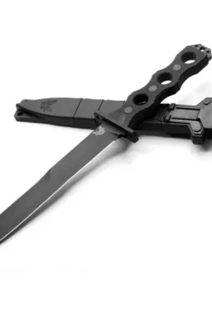 BENCHMADE 185BK SOCP Fixed Blade Knife 7.11" Double Edge Plain Dagger Blade - Black G10 Handles | New Arrival