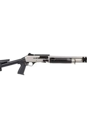 PANZER ARMS M4 12 Gauge 18.5" 5rd - Nickel w/ Fixed Skeleton Stock - Limited-Time Deal