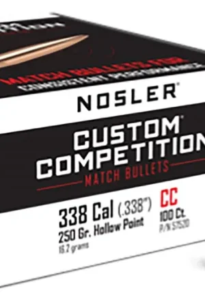 Buy Direct - Nosler Custom Competition 338 Cal 250 gr Hollow Point Boat Tail
