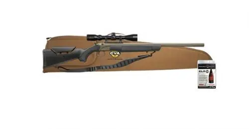 CVA Accura LR-X .45 Cerakote FDE with Matte Black Stock Black Powder Muzzleloader Rifle KonusPro 4-12x44 IR BDC Scope - Ends Soon