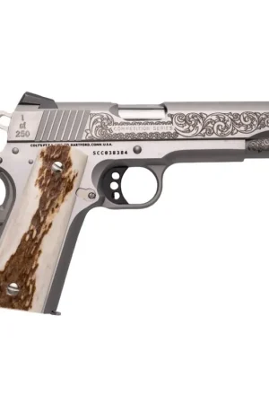 Just In - Colt Competition 1911 Competition Government Engraved with Stag Grips .45 ACP Bright Stainless Pistol